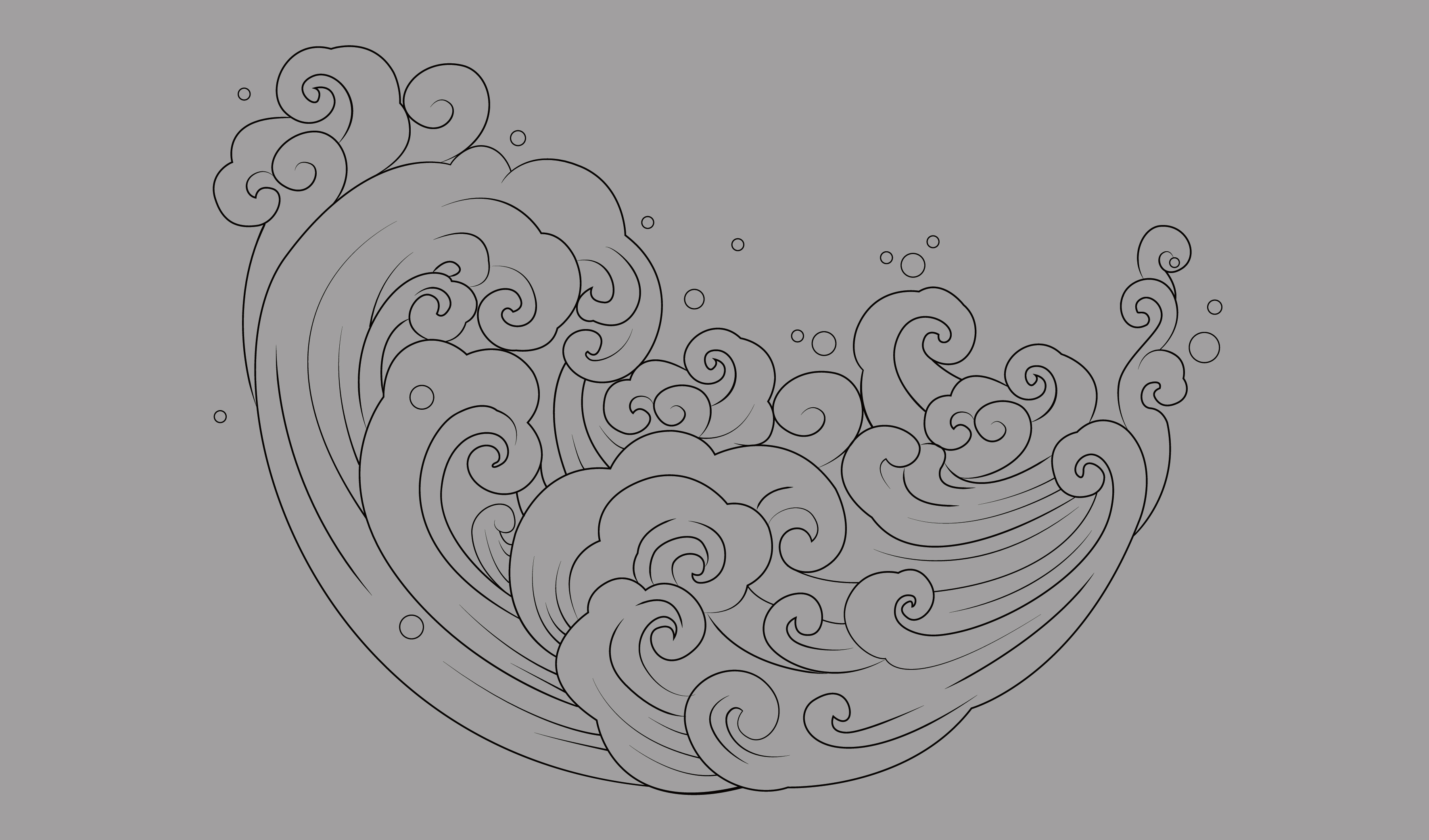 传统-酒类插画元素-浪花插画 矢量